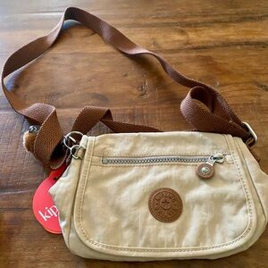 Kipling Tan Crossbody Bag with Brown Strap NWT